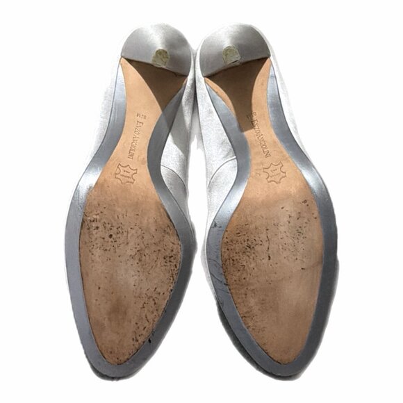 Enzo Angiolini Shoes Womens 8.5M Silver Satin Pump Buckle Bridal Gala Cocktail - Picture 3 of 16